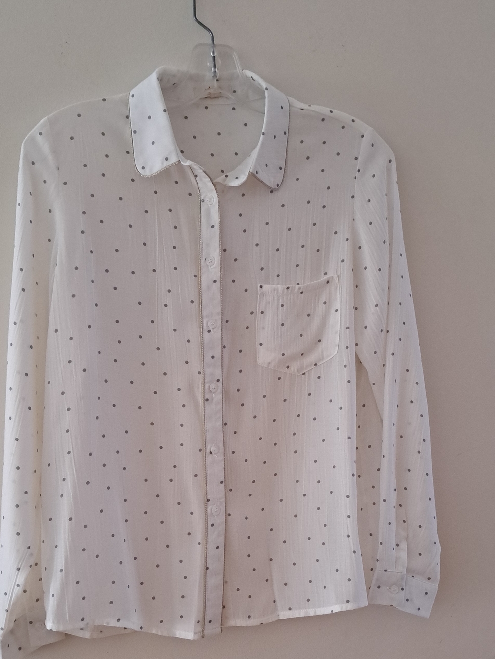 Classic White Polka Dot Button-Up Shirt